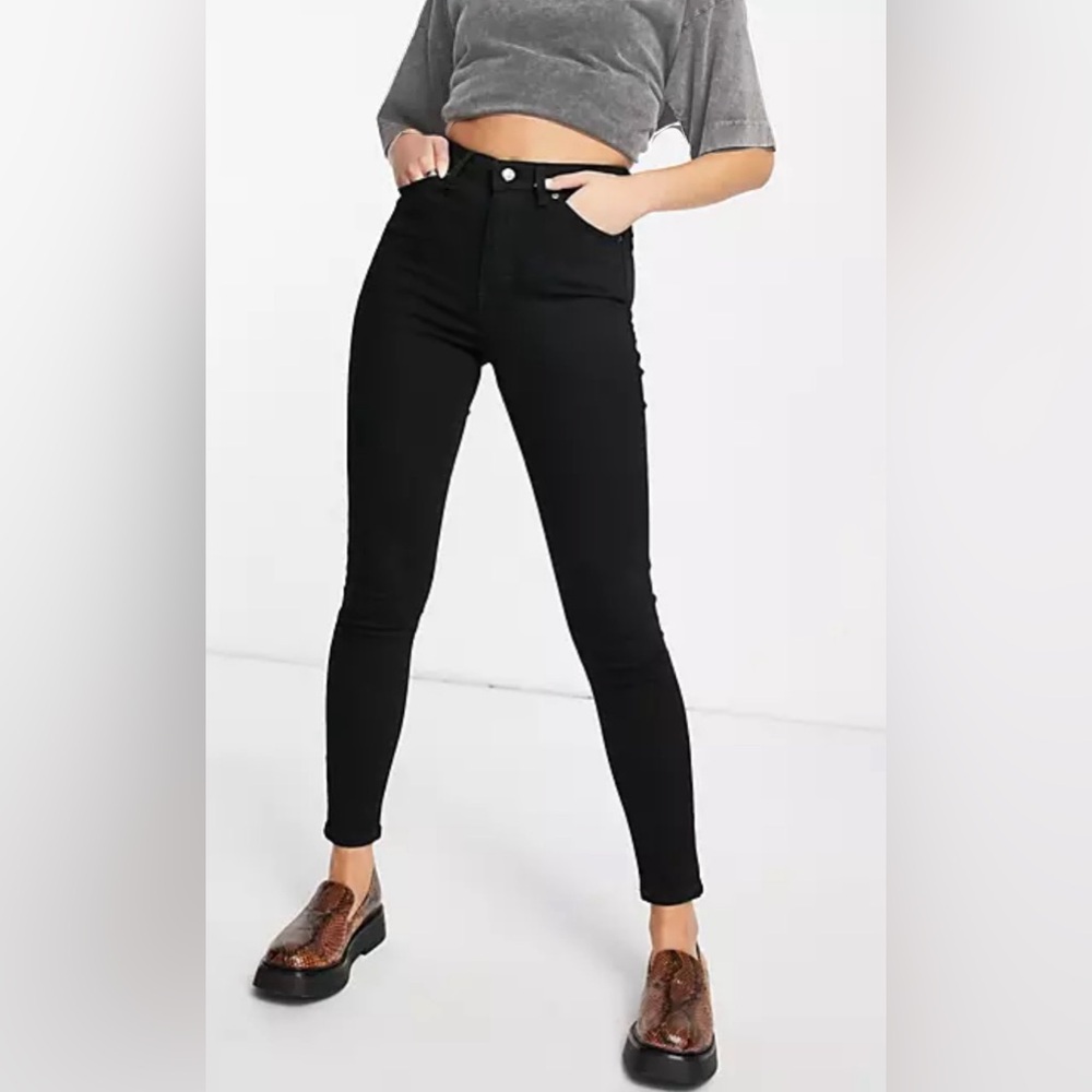 Topshop Moto Jamie High Waisted Skinny Jeans Black Petite Size 28 Denim Women